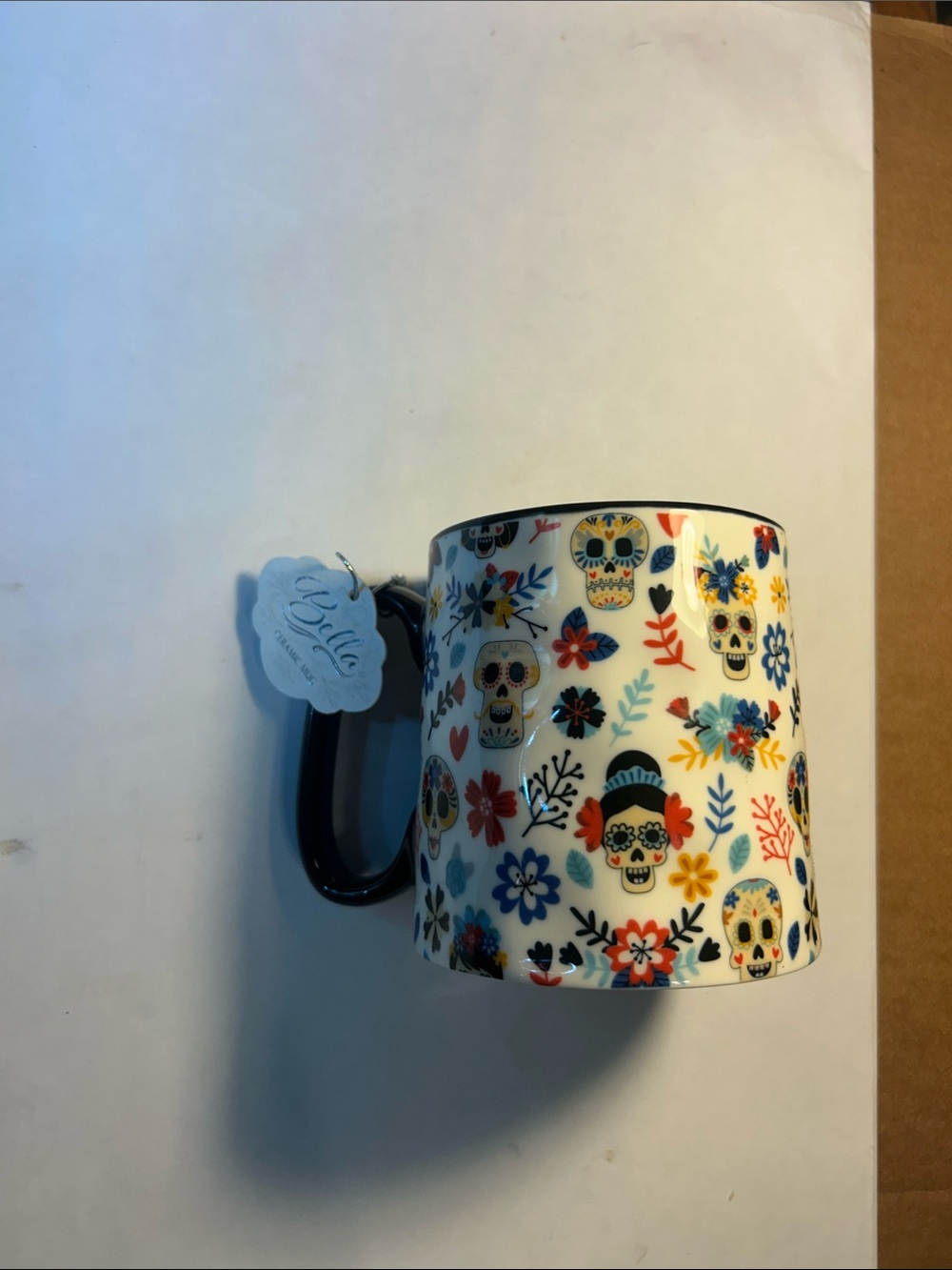 Strawberry Street Ceramic Coffee Mug with Colorful Sugar Skull & Floral Pattern